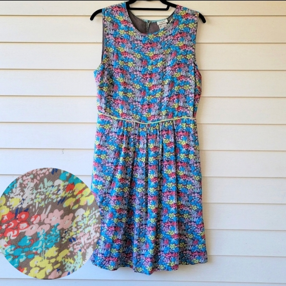 Matilda Jane Blue Pink Yellow Linned flower dress Size 12